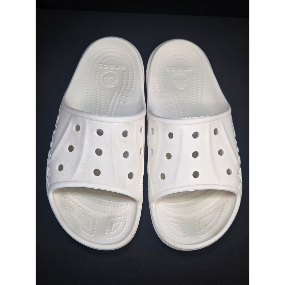 Crocs Baya Slides Mens 10 Womens 12 White‎ Slip On Comfort Sandals 205392